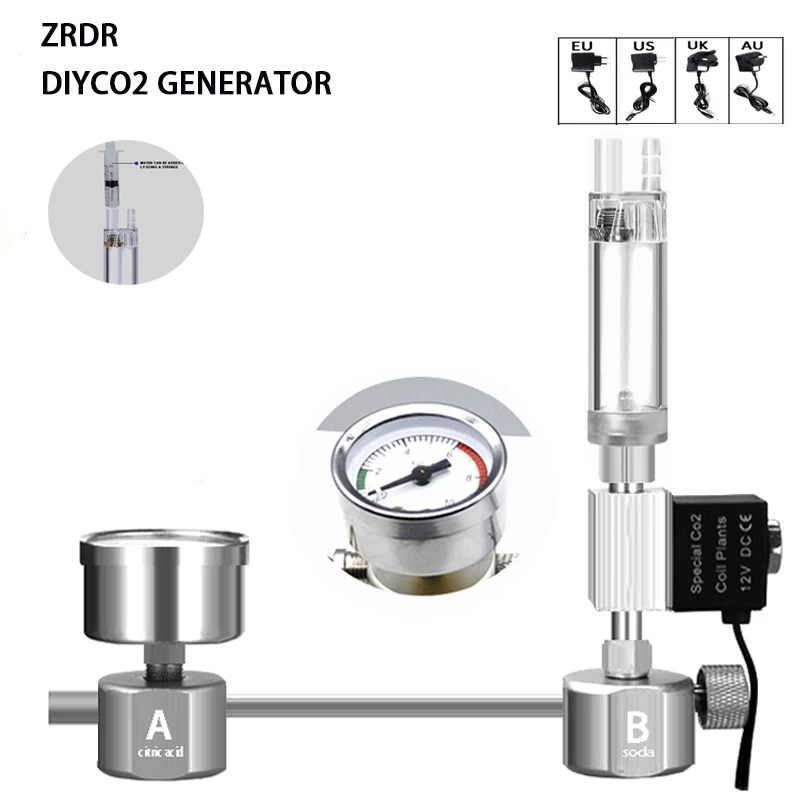 Aquarium Liquid Carbon - Aquarium DIY CO2-Reaktor-Generator-System-Kit für Aquarientanks, CO2-Regler,