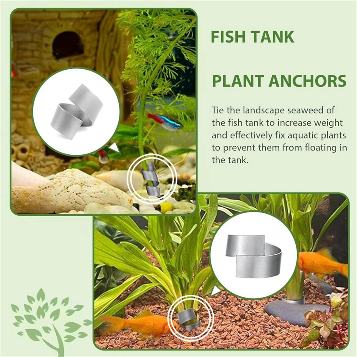 Live Plant Aquarium - Zeitsparende Aquarienpflanzengewichte für Fischbecken, Aquarienpflanzenanker, Pflanzenfixierring-Basis