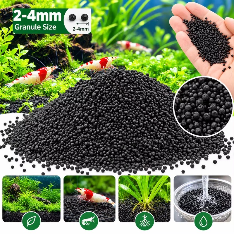 Aquarium Plant Substrate - Schwarzer Aquariumsubstratboden für Wasserpflanzen, Aquascaping, Kies,
